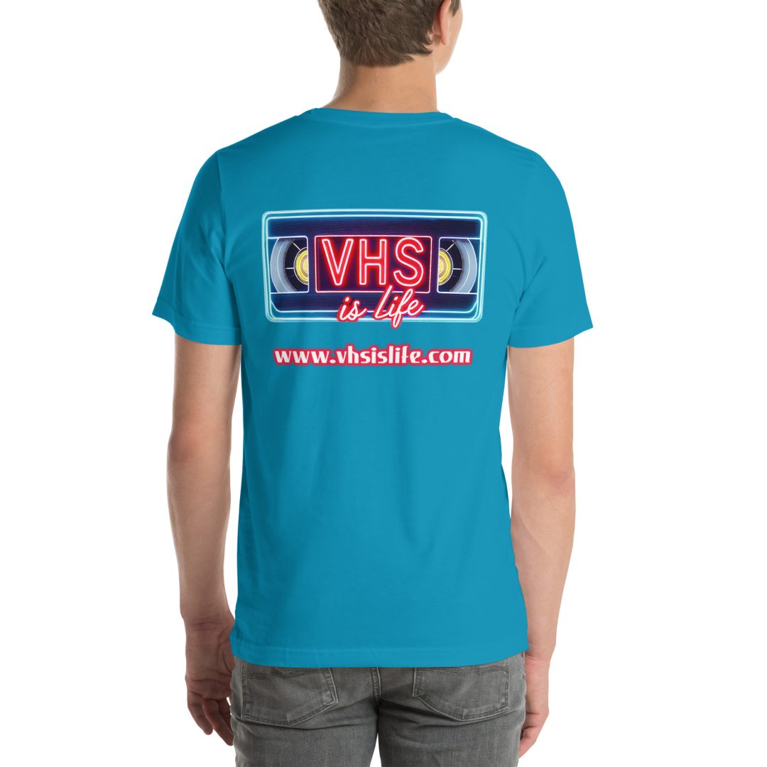 "Just Press Play" T-Shirt (VHS is LIFE logo on back) - Image 16