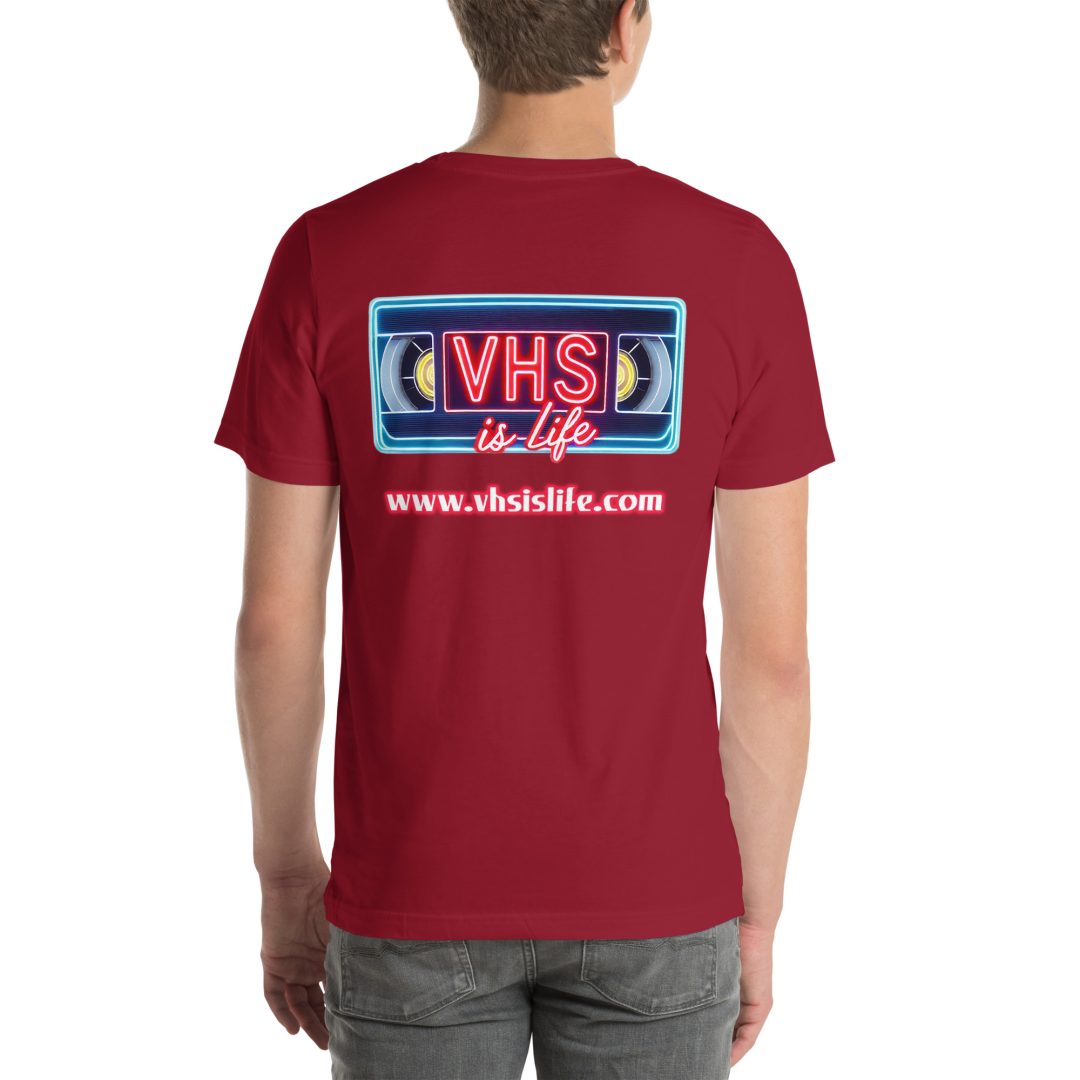 “Just Press Play” (#2) T-Shirt (VHS is LIFE logo on back) - Image 8