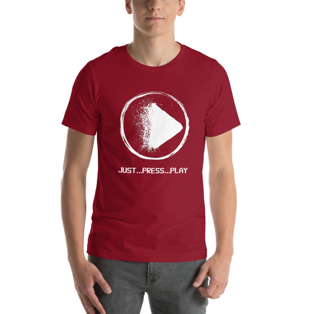 "Just Press Play" T-Shirt (VHS is LIFE logo on back) - Image 5
