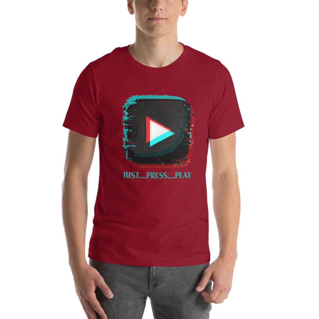 “Just Press Play” (#2) T-Shirt (VHS is LIFE logo on back) - Image 7