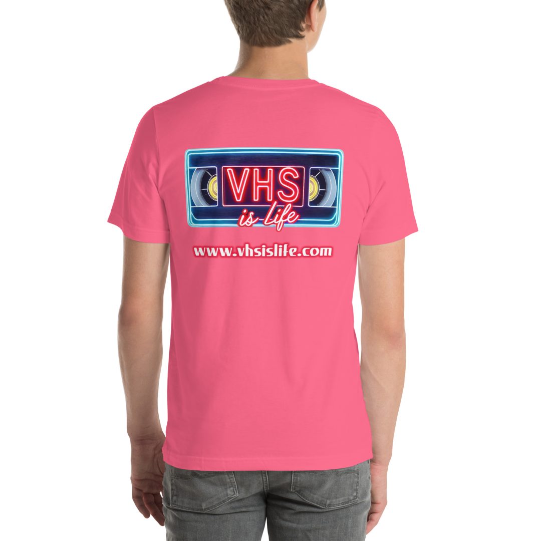"Just Press Play" T-Shirt (VHS is LIFE logo on back) - Image 20