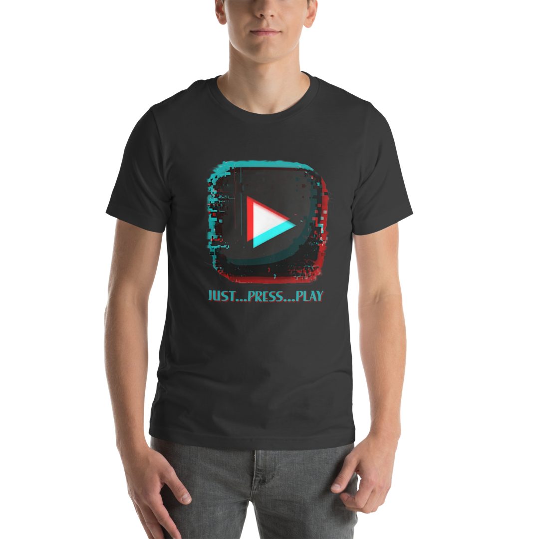 “Just Press Play” (#2) T-Shirt (VHS is LIFE logo on back) - Image 12