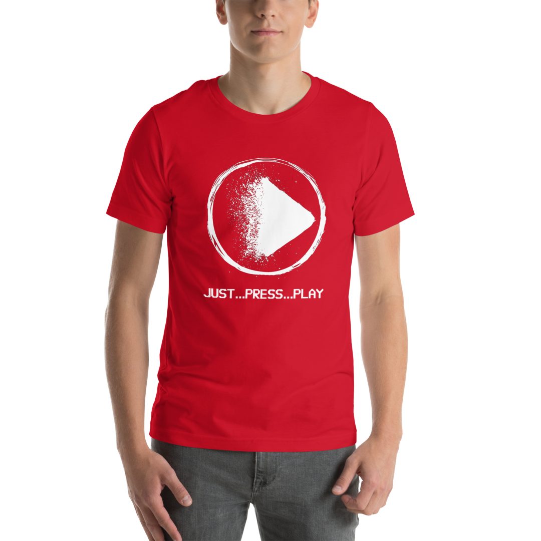 "Just Press Play" T-Shirt (VHS is LIFE logo on back) - Image 9
