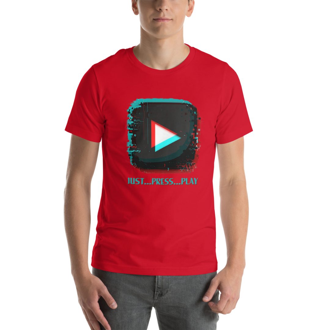 “Just Press Play” (#2) T-Shirt (VHS is LIFE logo on back) - Image 13
