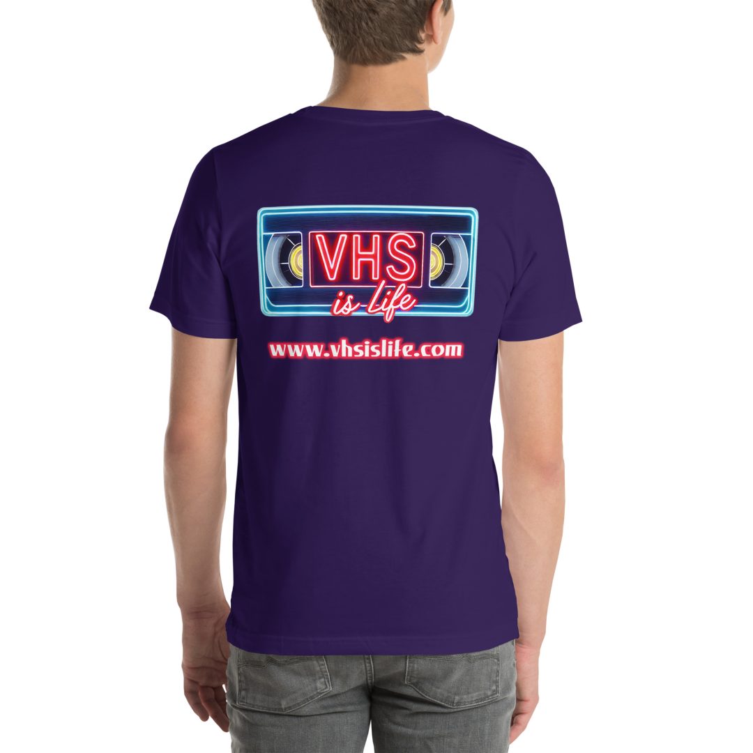 “Just Press Play” (#2) T-Shirt (VHS is LIFE logo on back) - Image 5