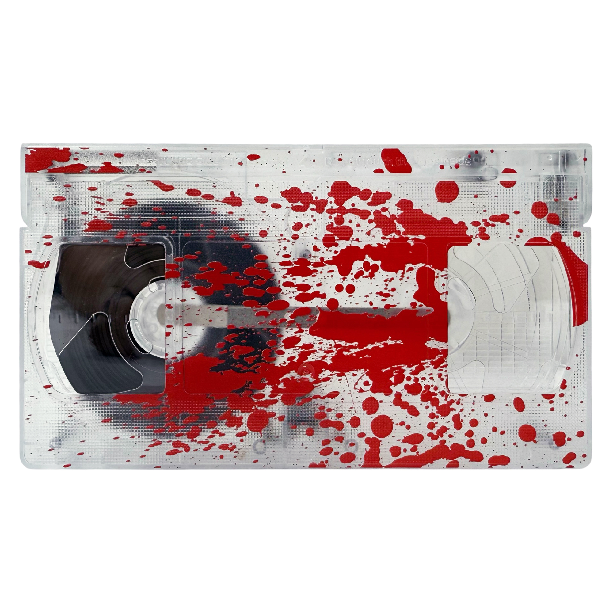 Clear VHS Shell w/Clear Spools & T-150 Tape - Blood Splatter