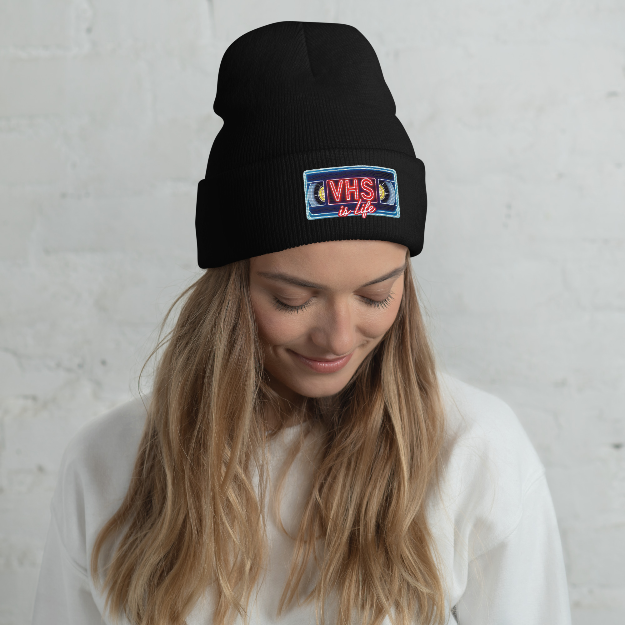 VHS is LIFE Embroidered Cuffed Beanie - Image 3