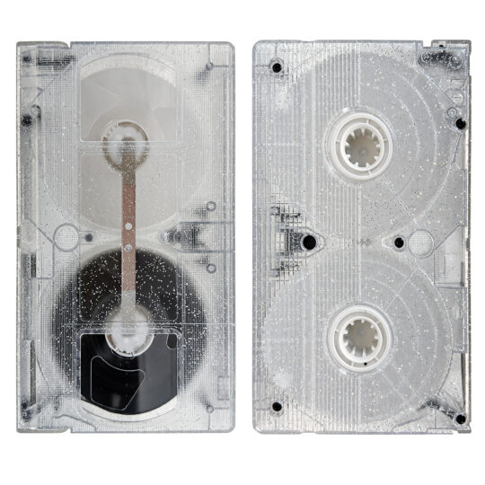 Clear Silver Sparkle VHS Shell Tape