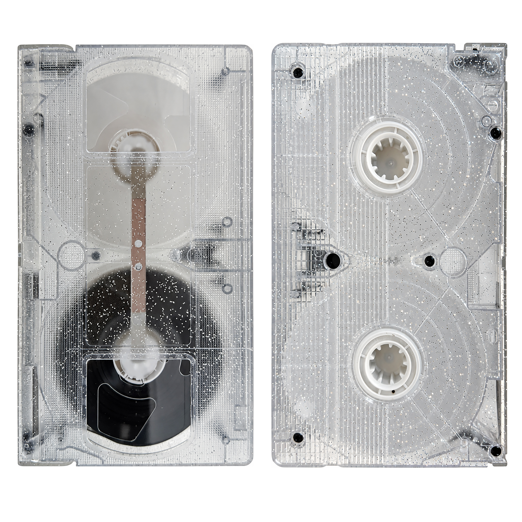 Clear Silver Sparkle VHS Shell Tape